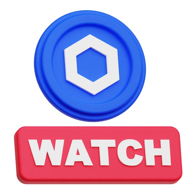 Chainlink-Krypto-Token 3D-Symbol isoliert auf weißem Hintergrund