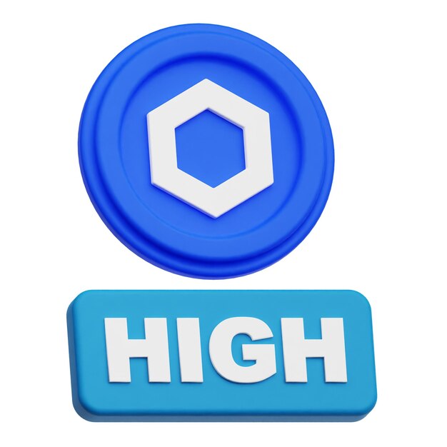 Chainlink-Krypto-Token 3D-Symbol isoliert auf weißem Hintergrund
