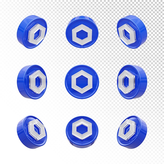 Chainlink LINK-Kryptowährungsmünzen-3D-Rendering-Sammlungen