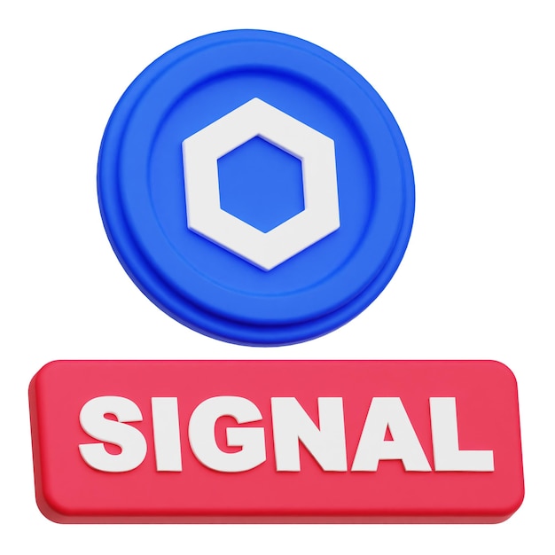 chainlink token cripto icona 3D isolata sullo sfondo bianco
