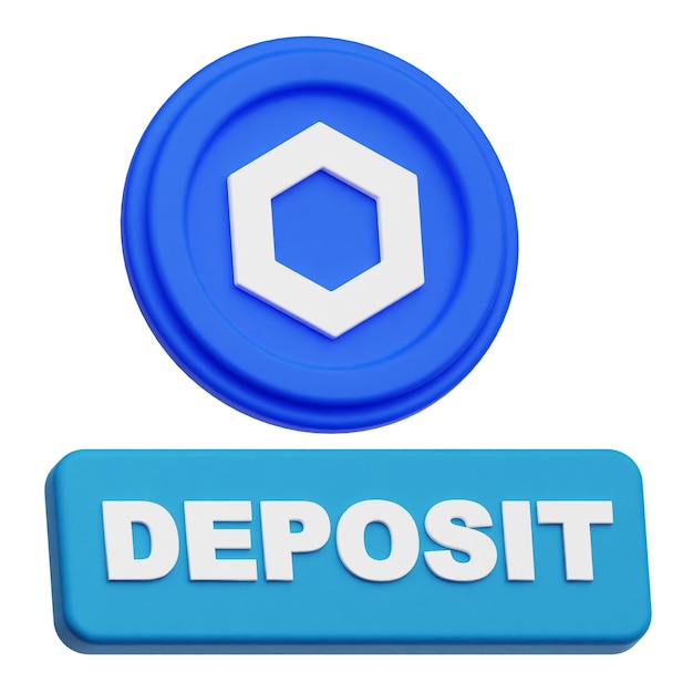 chainlink token criptográfico icono 3D aislado en el fondo blanco