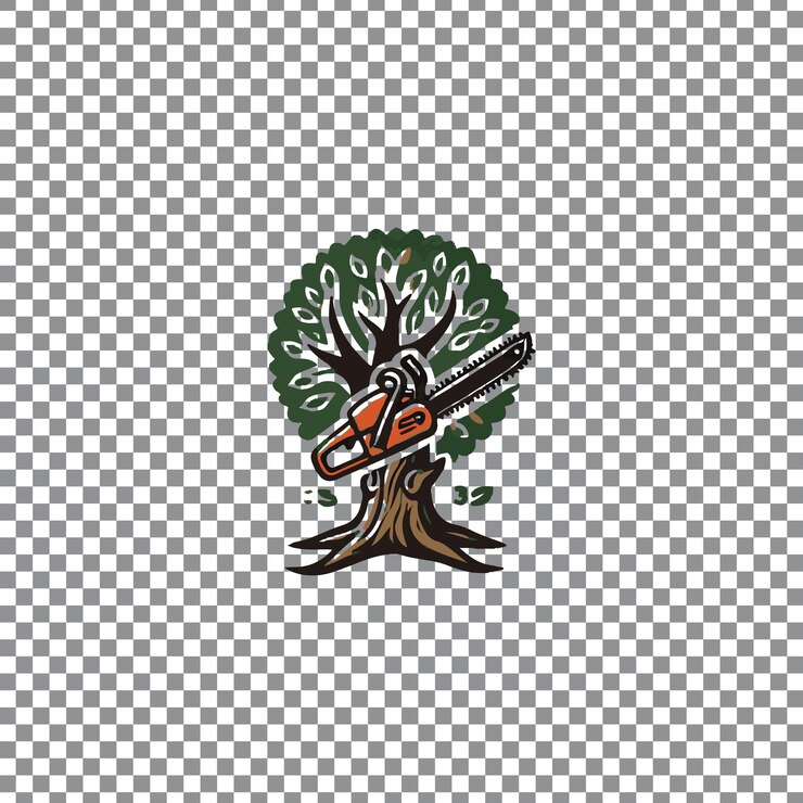 PSD chainsaw logo tool vector illustration logo design transparent background