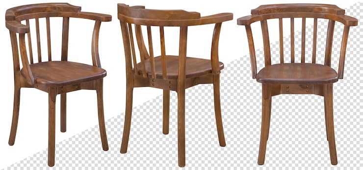 PSD chair made of natural wood in different angles. isolated from the background. interior element