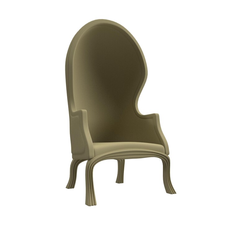 PSD chaise à baldaquin marron pastel au design moderne. objet visible avant-côté droit. ombre droite