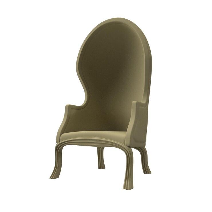 PSD chaise à baldaquin marron pastel au design moderne. objet visible avant-côté gauche. ombre gauche