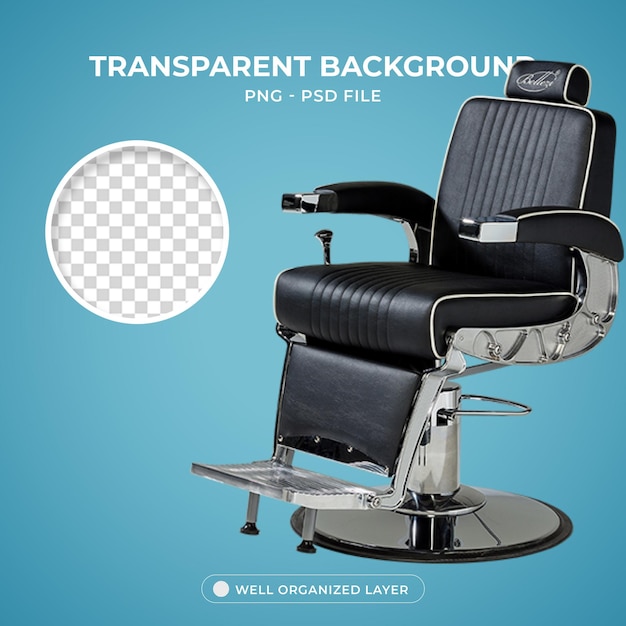Chaise de barbier Psd Arrière-plan transparent avec objet d'élément cérébral 3D