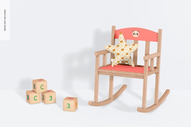 PSD chaise à bascule pour enfants avec maquette d'oreiller en étoile