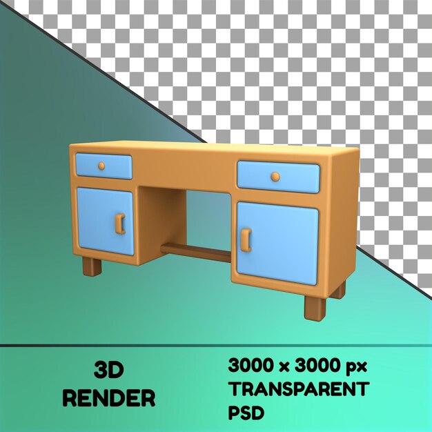 PSD une chaise bleue avec les mots rendu 3d dessus