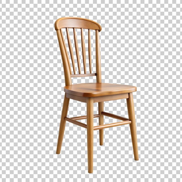 une chaise en bois sur un fond transparent