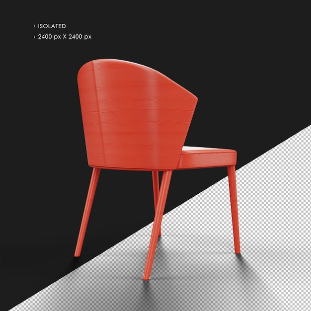 Chaise en bois moderne de Windsor réaliste rouge isolée vue arrière droite