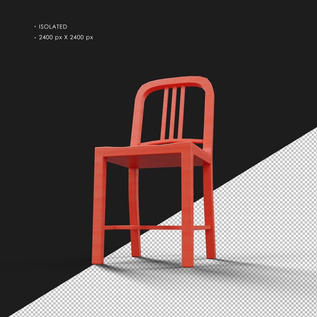 Chaise en bois simple et réaliste de Windsor rouge isolée vue de l'angle avant gauche