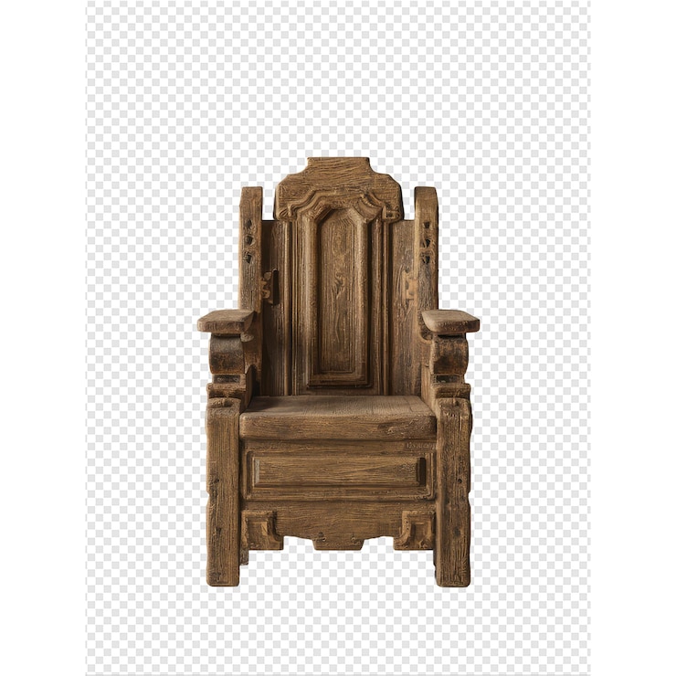 PSD une chaise avec un bras en bois repose sur un fond blanc