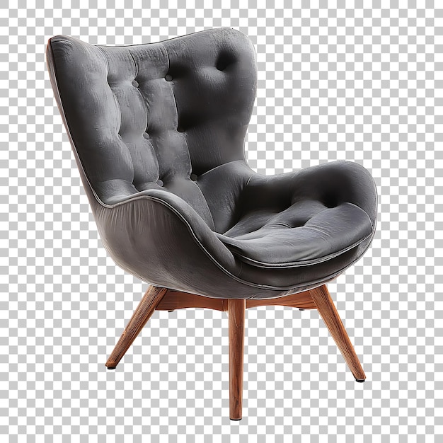 PSD une chaise avec un coussin gris est assise sur un tabouret en bois