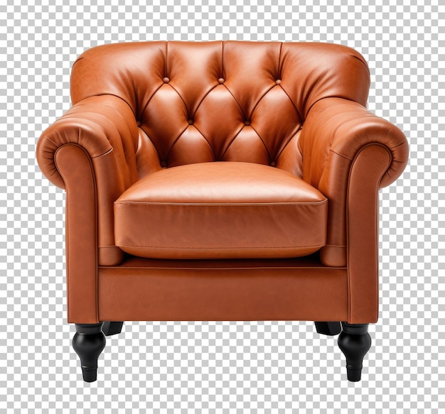 PSD chaise en cuir vintage confortable isolée sur fond transparent