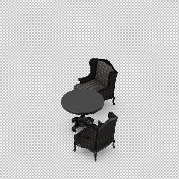 Chaise Isométrique 3d Rendu Isolé