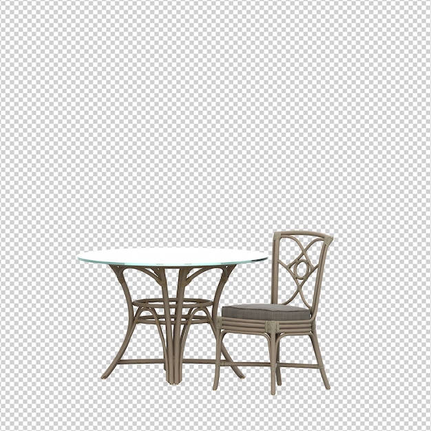 Chaise isométrique rendu 3D isolé