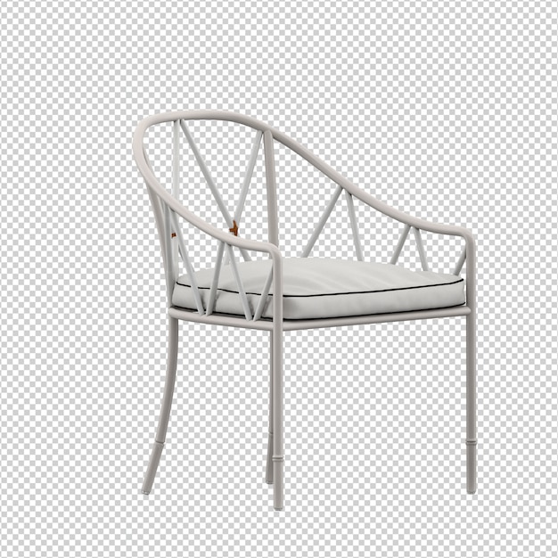 Chaise isométrique rendu 3D isolé
