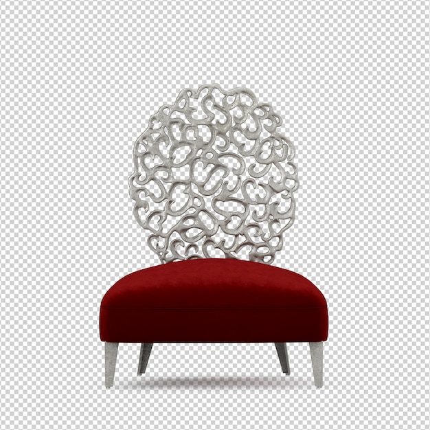 PSD chaise isométrique rendu 3d isolé