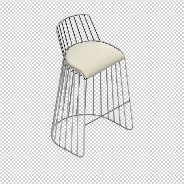 Chaise isométrique rendu 3D isolé