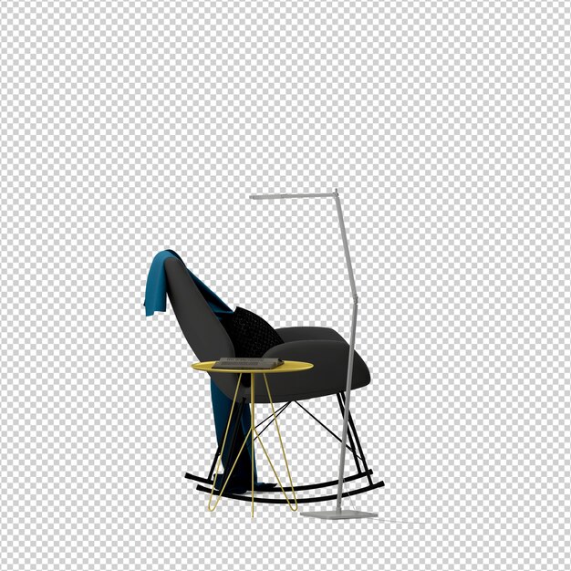 Chaise Isométrique Rendu 3d Isolé