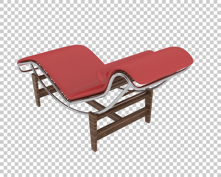 PSD chaise lounge vermelha com estrutura metálica