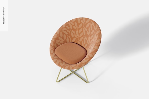 Chaise avec maquette de pieds métalliques, vue en plongée
