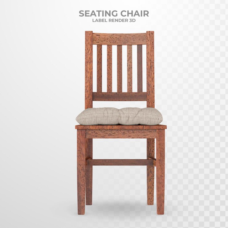 PSD chaise moderne 3d chaise de salle à manger en bois isolé