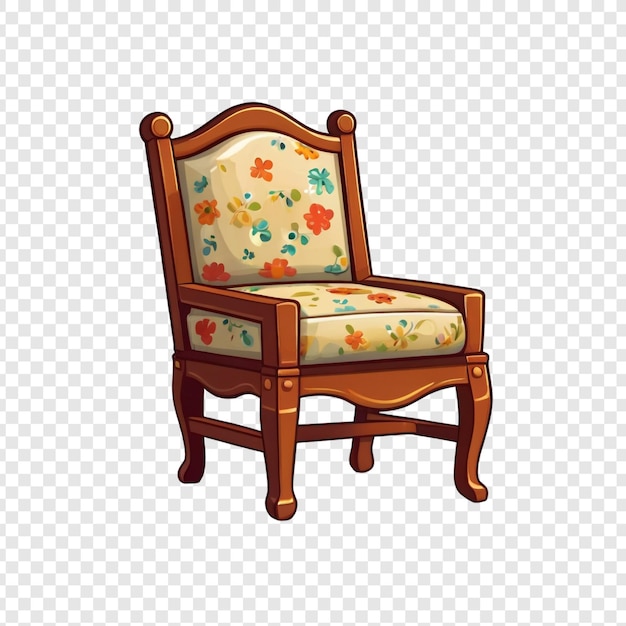 PSD une chaise avec un motif floral sur le dos