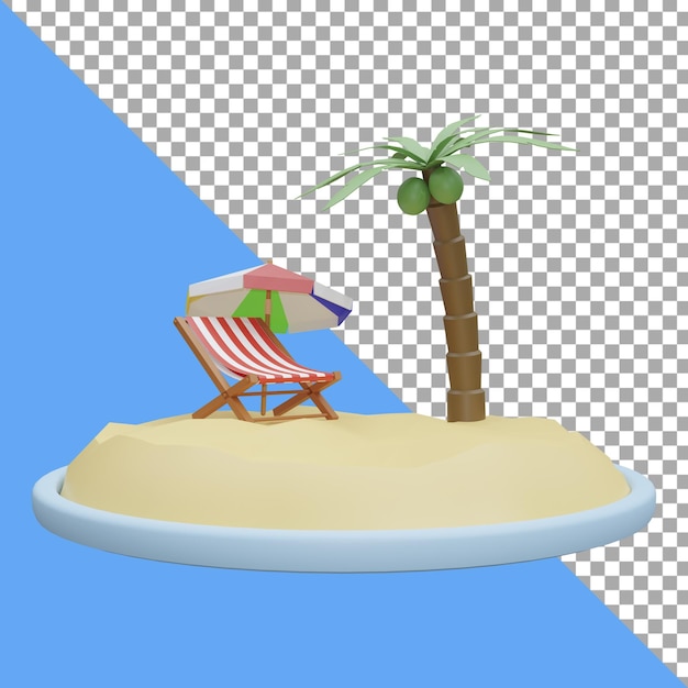 chaise de plage d'été illustration de rendu 3d