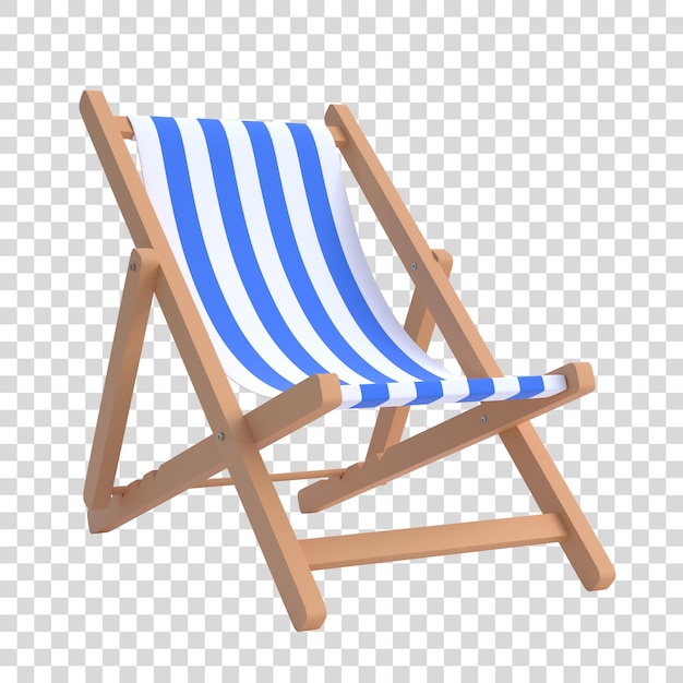 Chaise de plage isolée sur fond blanc Illustration de rendu 3D