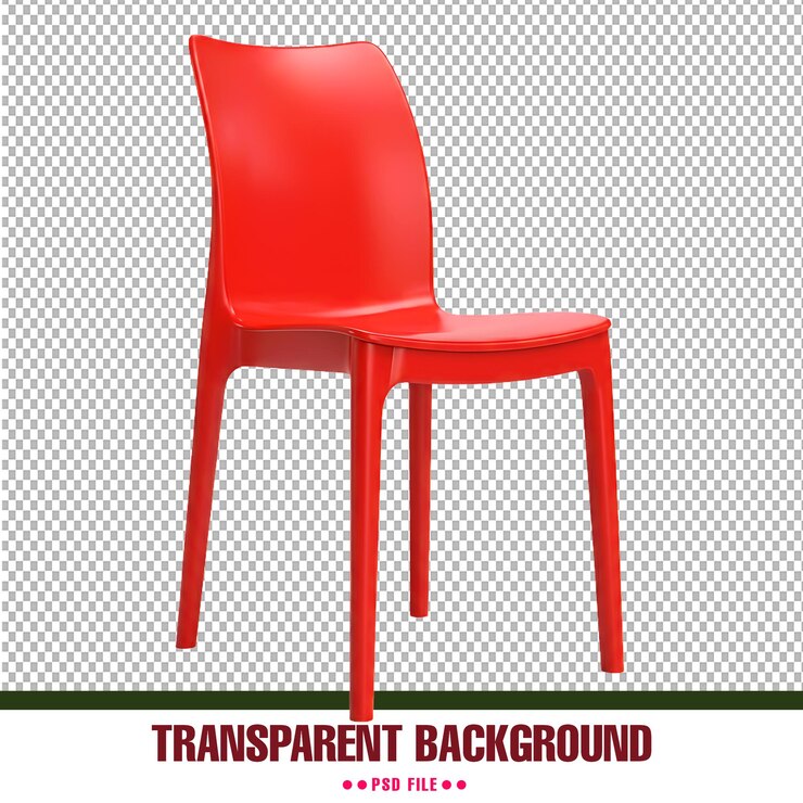PSD une chaise en plastique rouge moderne avec un fond transparent psd
