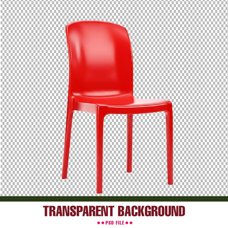 PSD une chaise en plastique rouge moderne avec un fond transparent psd