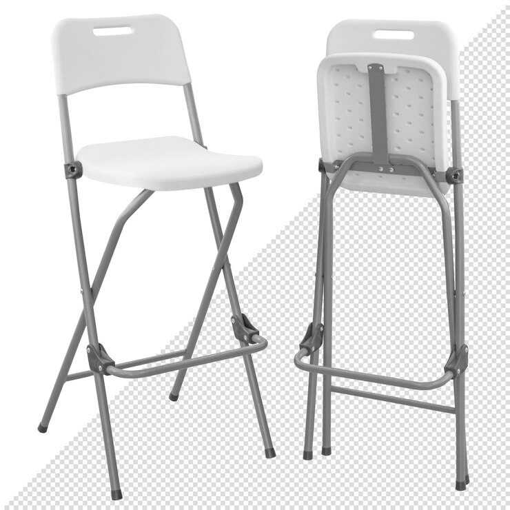 PSD chaise pliante en plastique avec pieds en métal. isolé de l'arrière-plan. élément intérieur
