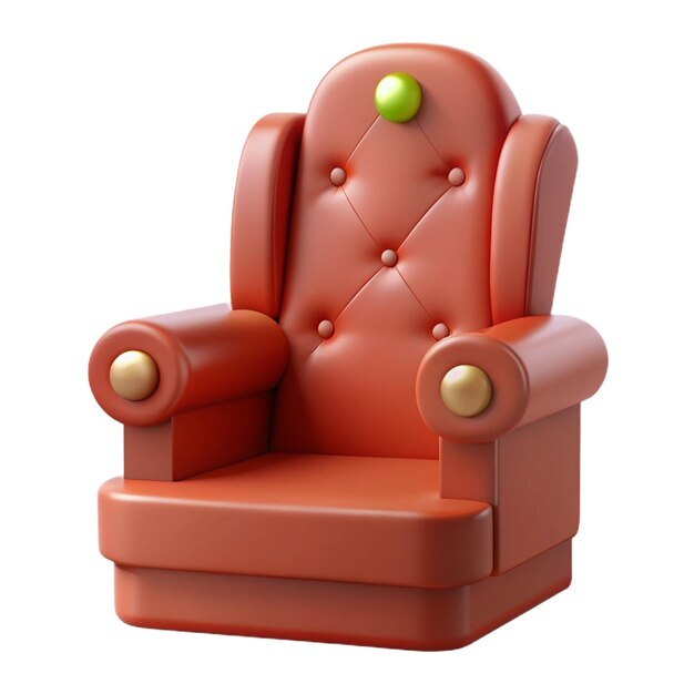 une chaise rouge avec un bouton vert sur le dos et le numéro 3 sur le dos