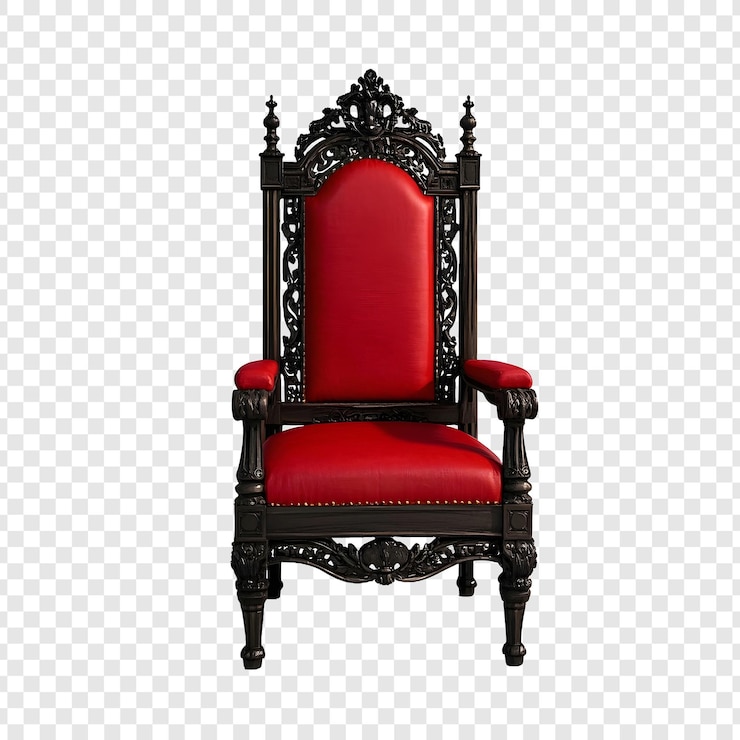 PSD une chaise rouge avec un bras rouge repose sur un fond blanc
