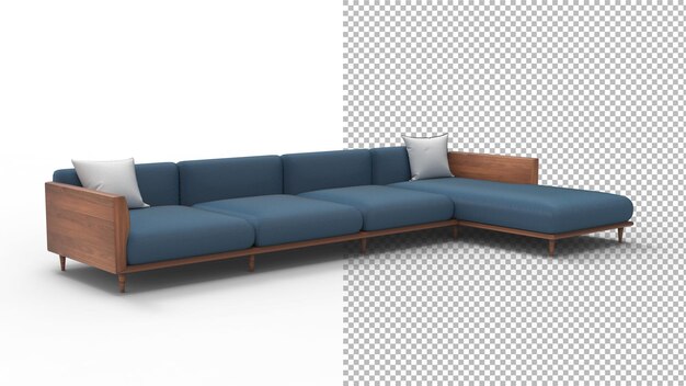 Chaise sofa winkelansicht mit schatten 3d-rendering