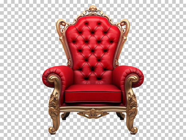 PSD chaise trône rouge et or isolée sur fond transparent png psd