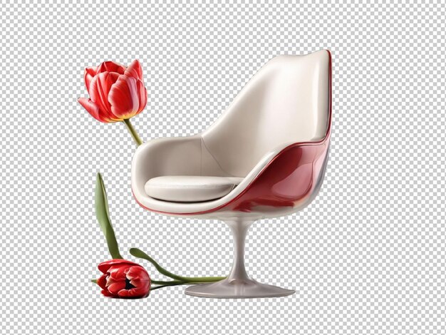 PSD une chaise de tulipes sur un fond transparent