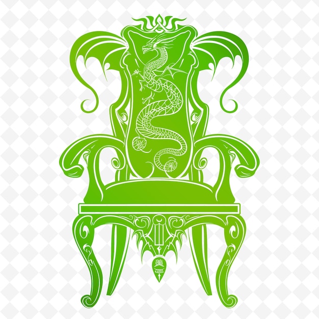 PSD une chaise verte avec un dragon sur le dos