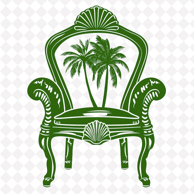 PSD une chaise verte avec des palmiers au sommet