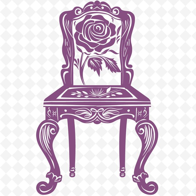 PSD une chaise violette avec une rose sur le dessus