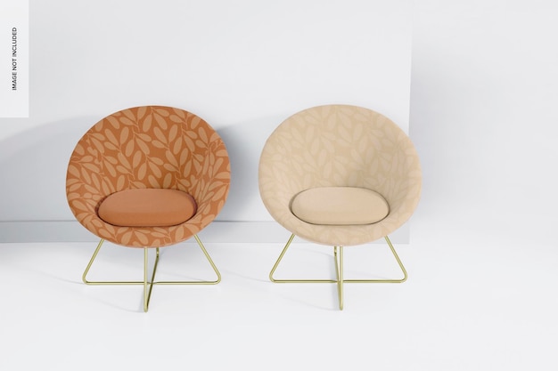 Chaises avec maquette de pieds métalliques, vue de dessus de face