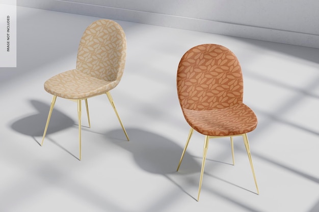 Chaises modernes avec maquette de pieds en acier, perspective