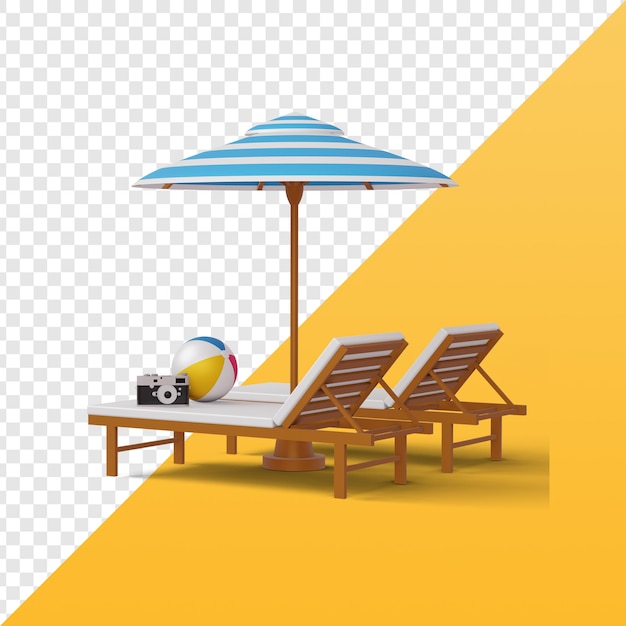 Des chaises de plage et des parapluies