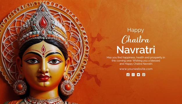 Chaitra navratri concepto de la diosa durga escultura única en el fondo de textura naranja