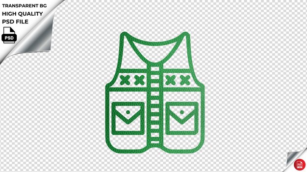 PSD chaleco de pesca icono vectorial de lujo cuero verde texturizado psd transparente