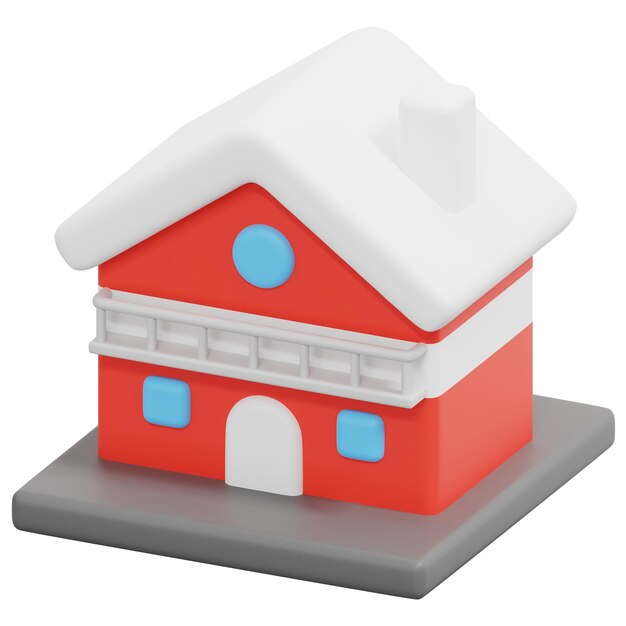 chalet 3d render icono ilustración