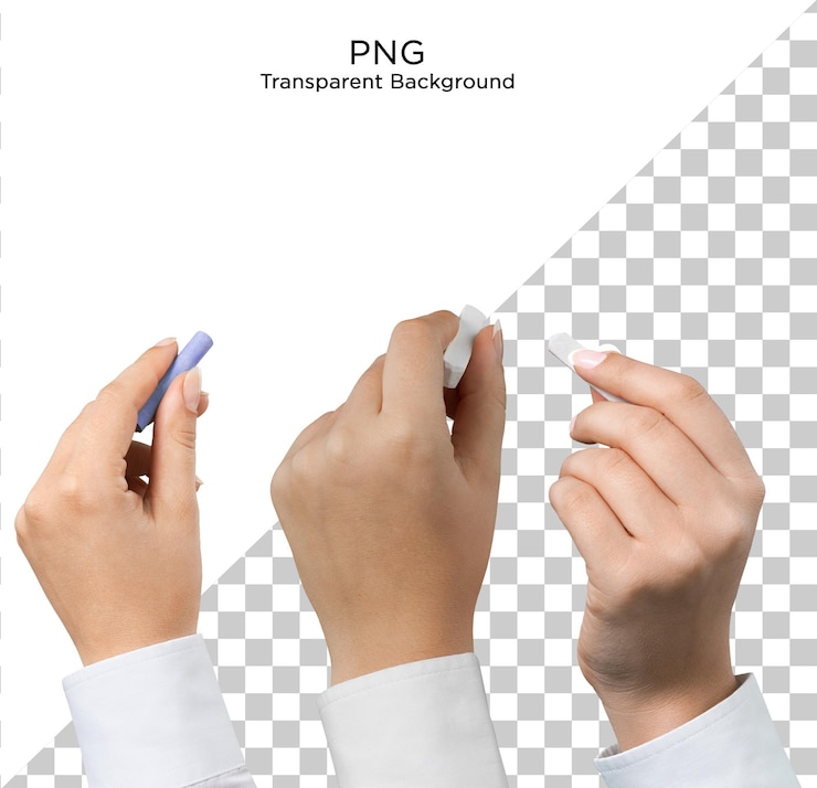 PSD chalk in hand multiple actions photo png psd