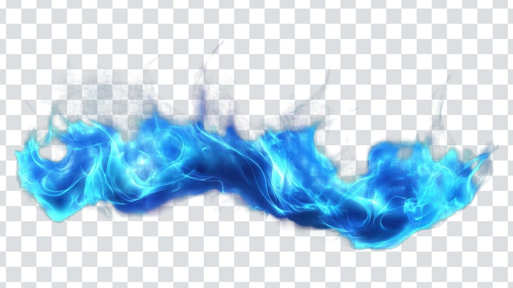 PSD chama azul dinâmica e enérgica em fundo transparente ideal para efeitos visuais de design gráfico e projetos artísticos