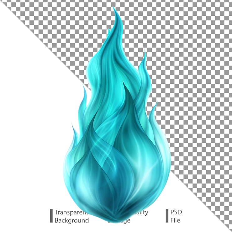 PSD chama azul isolada em fundo transparente